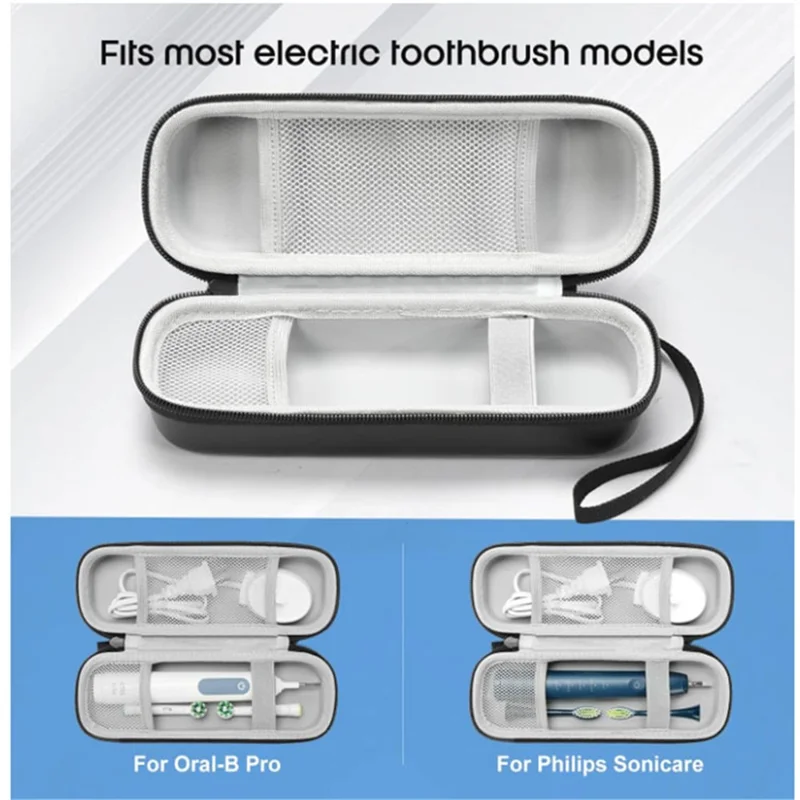 Electric Toothbrush Travel Case PU Leather + EVA Portable Carrying Bag Waterproof Storage Organizer