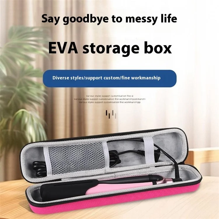 Hair Curler Hard Shell Storage Bag Multifunctional Waterproof Shockproof Straightener Organizer Case - Rose