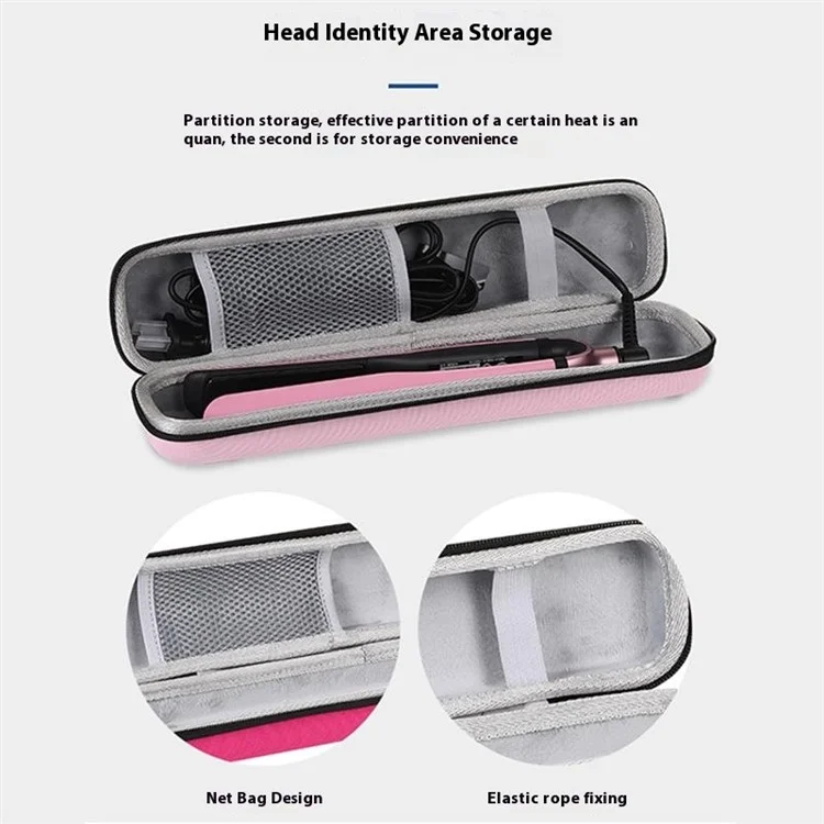 Hair Curler Hard Shell Storage Bag Multifunctional Waterproof Shockproof Straightener Organizer Case - Rose