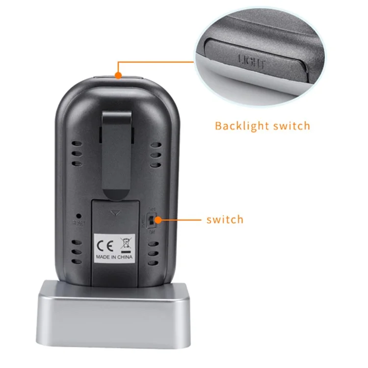 TS-BN52 Termometro digitale per alimenti con timer BBQ Griglia Cottura Temperatura della carne Cucina (No FDA, senza BPA) - Argento