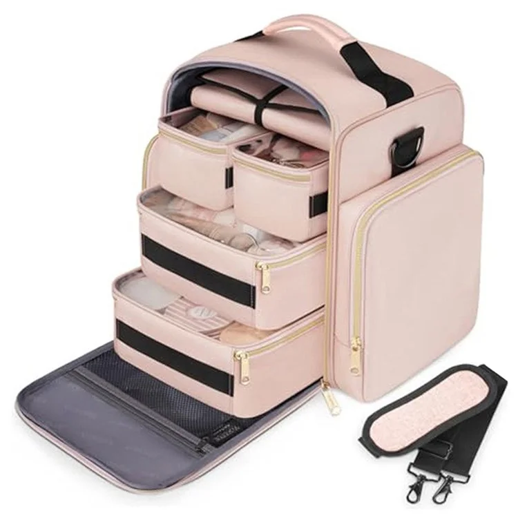 Cosmetic Travel Bag Organizer with Detachable Compartments Jewelry Storage Multiple Pouches Makeup Case
