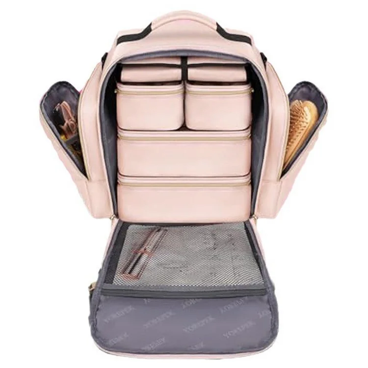 Cosmetic Travel Bag Organizer with Detachable Compartments Jewelry Storage Multiple Pouches Makeup Case
