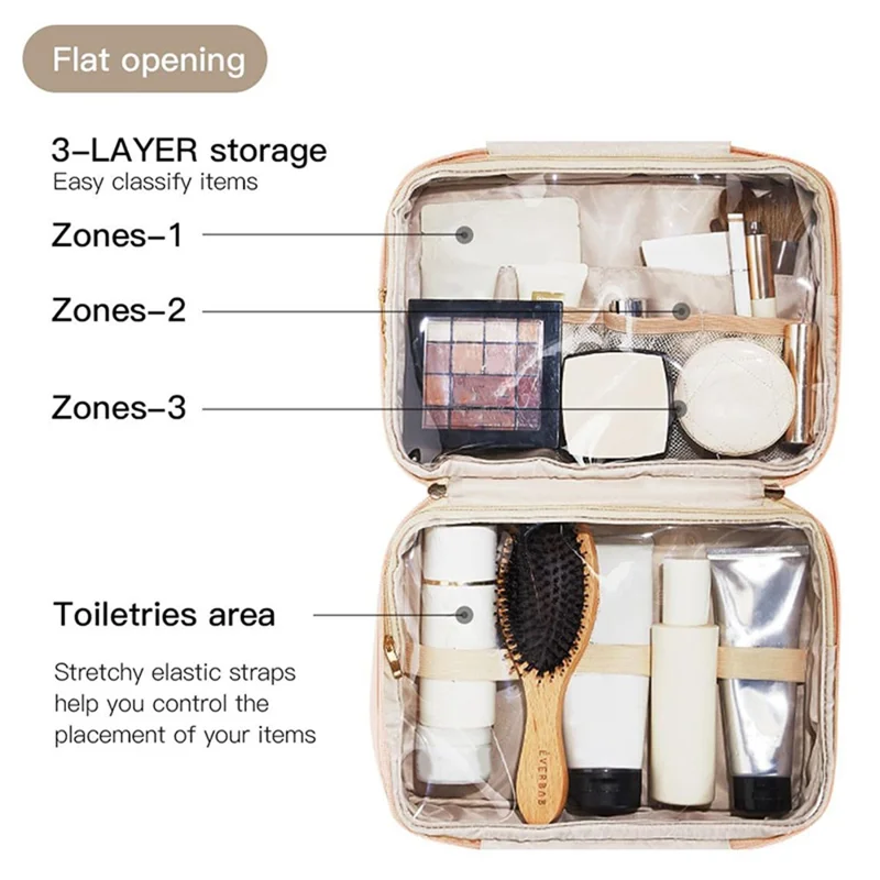 4-Layer Large Capacity Toiletry Bag with Hook Portable Travel Waterproof Makeup Organizer - Black