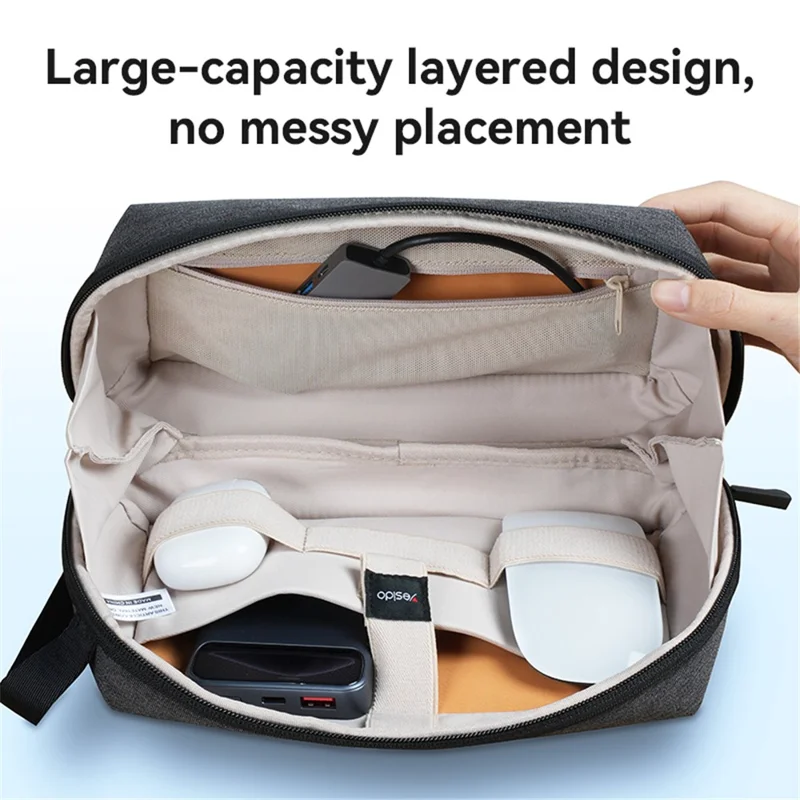 YESIDO WB45 Business Handbag Organizer 600D Fabric + PU Zipper Storage Bag with Strap