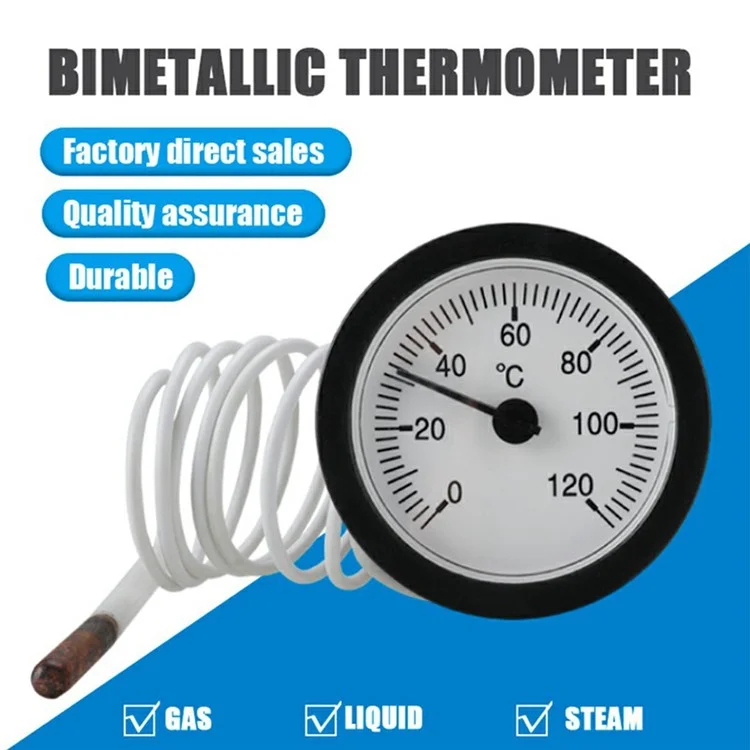 TS-W53 52mm Pointer Type Industrial Copper Pipe Thermometer Boiler Pipeline Water Temperature Gauge