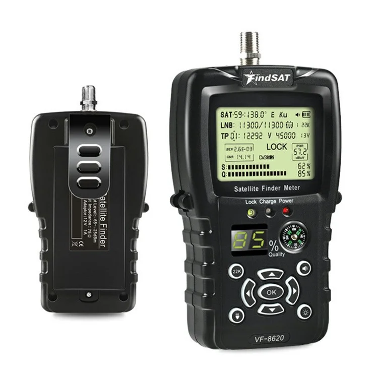 FINDSAT VF-8620 DVB-S2 / S2X Misuratore Cercasatelliti con Torcia Bussola Alta Definizione Intensità del Segnale - Spina EU