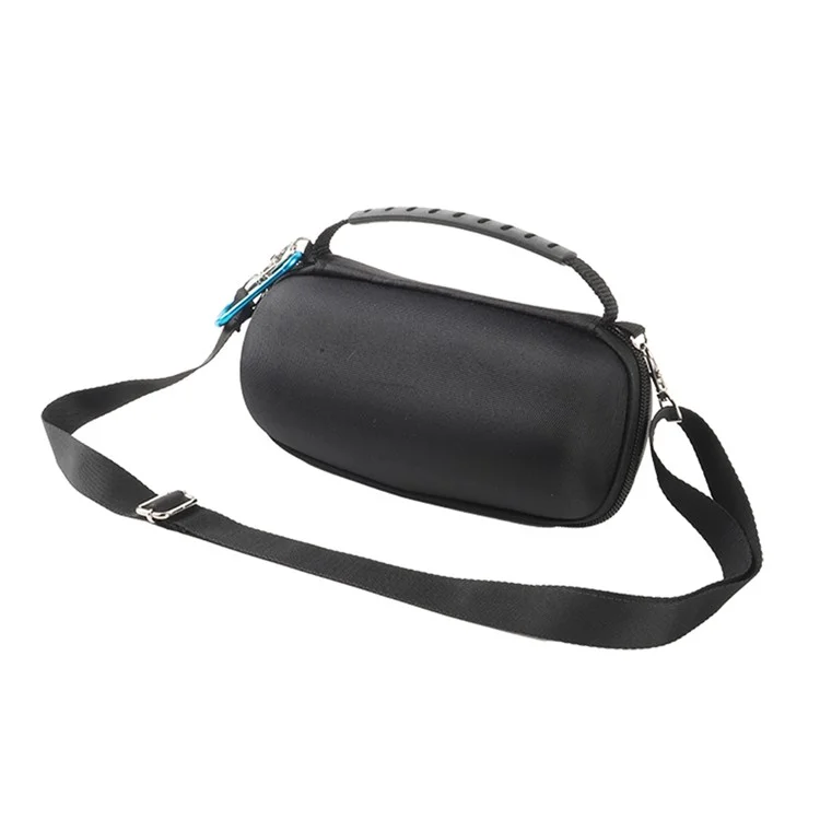 For JBL Flip 7 Speaker Case EVA Shockproof Storage Bag with Handle Strap / Shoulder Strap / Carabiner - Black