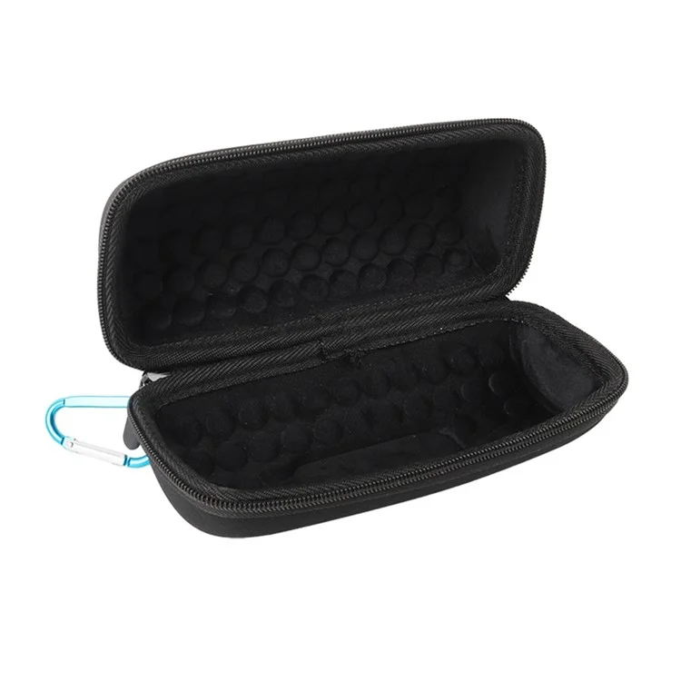 For JBL Flip 7 Speaker Case EVA Shockproof Storage Bag with Handle Strap / Shoulder Strap / Carabiner - Black