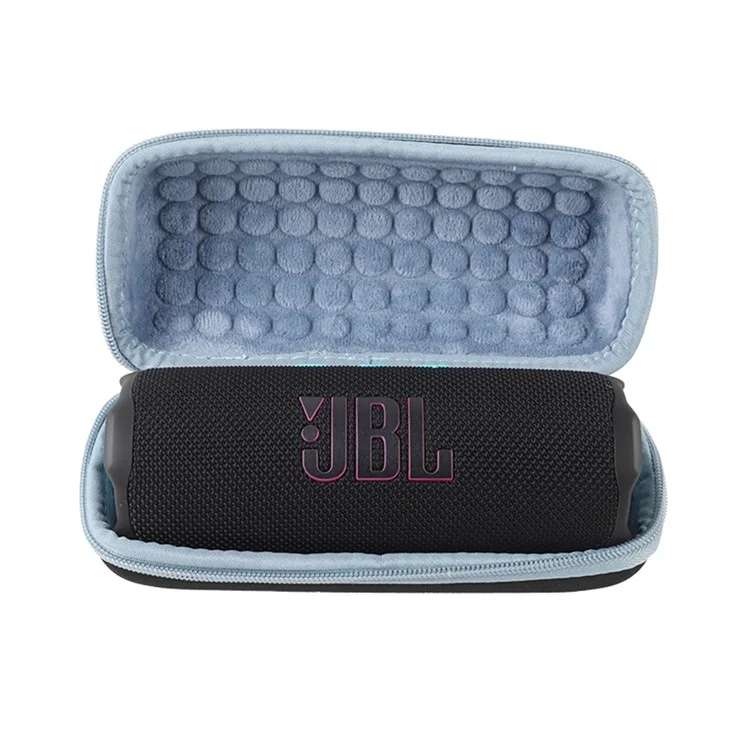 For JBL Flip 7 Speaker Case EVA Shockproof Storage Bag with Handle Strap / Shoulder Strap / Carabiner - Blue