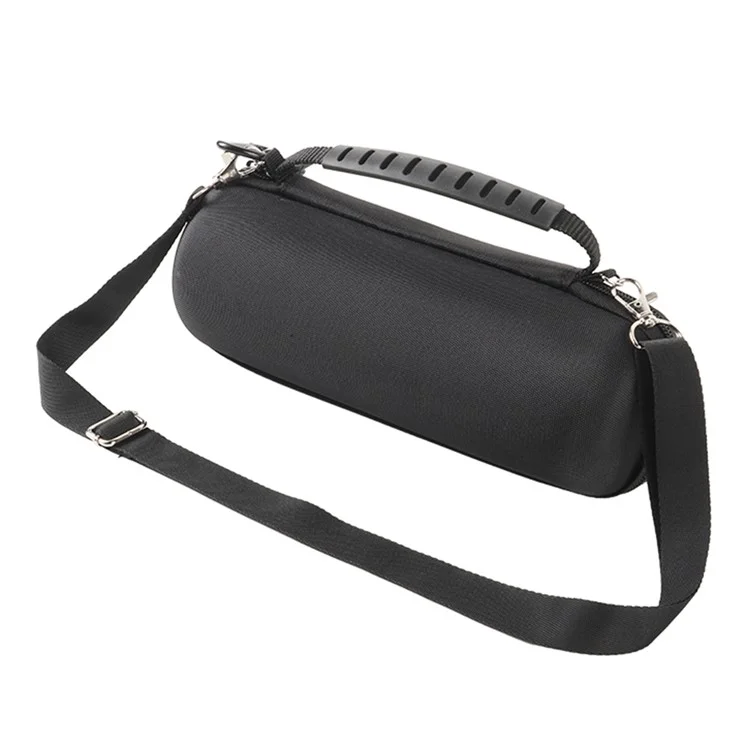 Für JBL Flip 7 / Flip 6 / Flip 5 Lautsprechertasche Stoßfeste Aufbewahrungstasche mit Karabiner und Schultergurt - Schwarz