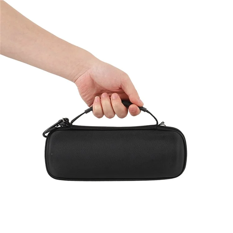 Für JBL Flip 7 / Flip 6 / Flip 5 Lautsprechertasche Stoßfeste Aufbewahrungstasche mit Karabiner und Schultergurt - Schwarz
