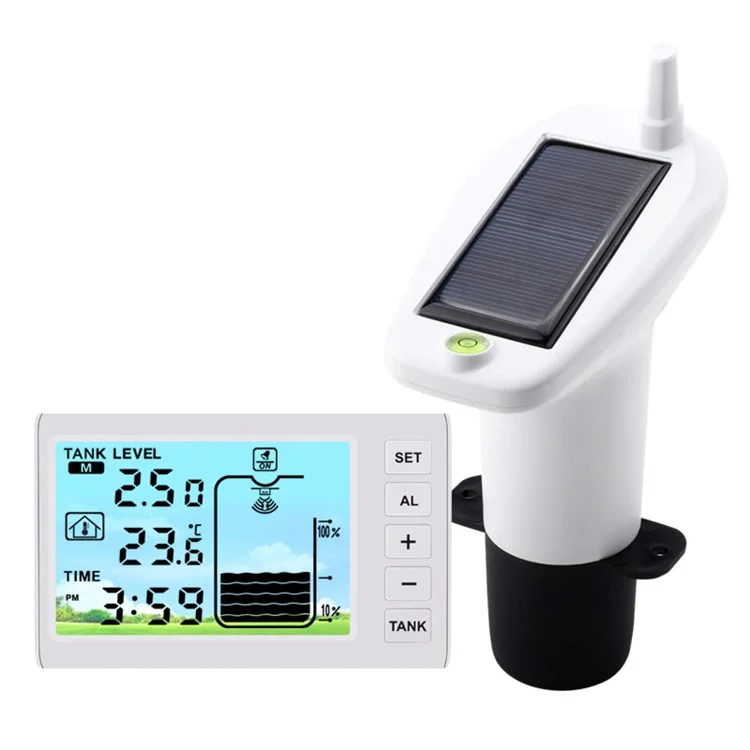 TS-FT003 Ultrasonic Liquid Level Meter for Water Tank 4.3 Inch Digital Display Solar Charging Water Level Monitor