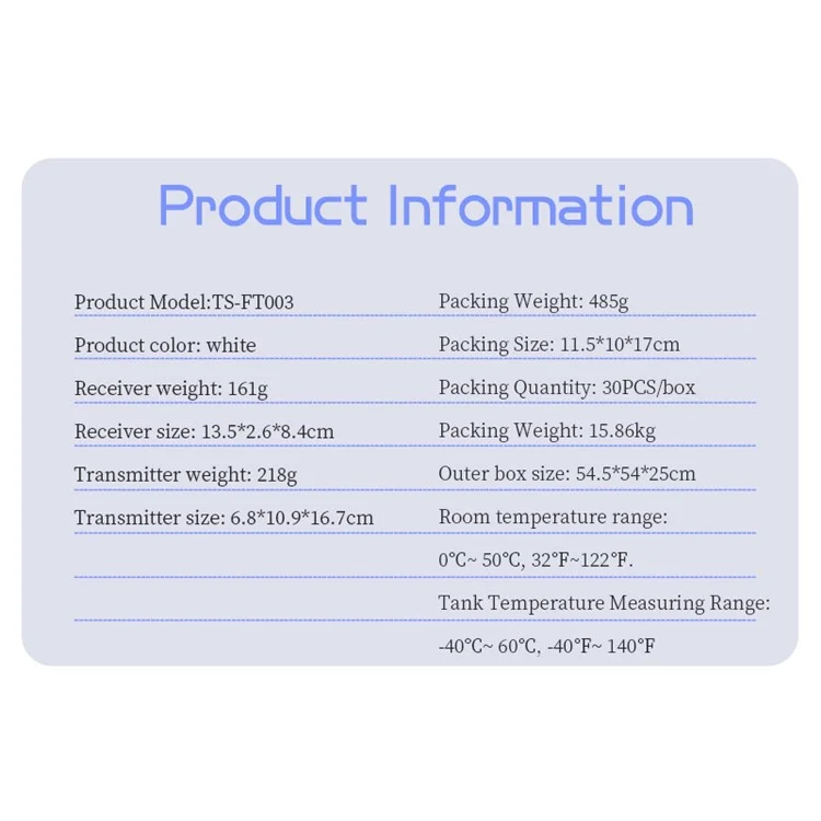 TS-FT003 Ultrasonic Liquid Level Meter for Water Tank 4.3 Inch Digital Display Solar Charging Water Level Monitor