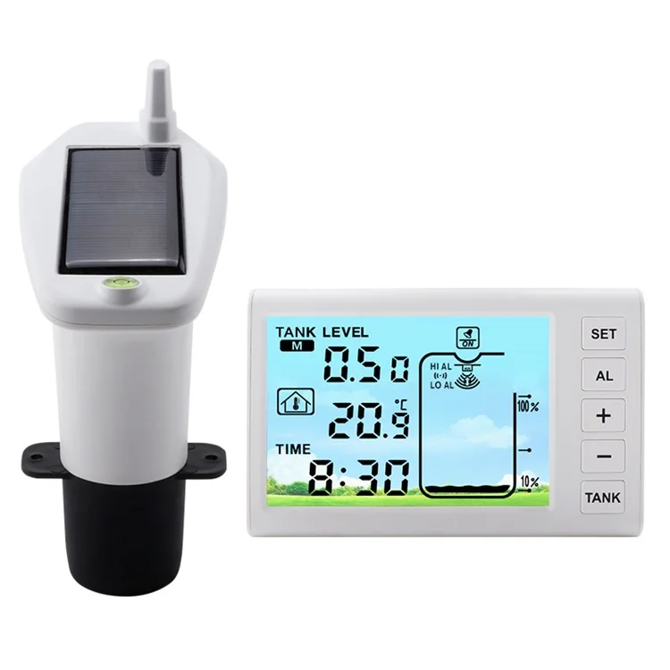 TS-FT003 Ultrasonic Liquid Level Meter for Water Tank 4.3 Inch Digital Display Solar Charging Water Level Monitor