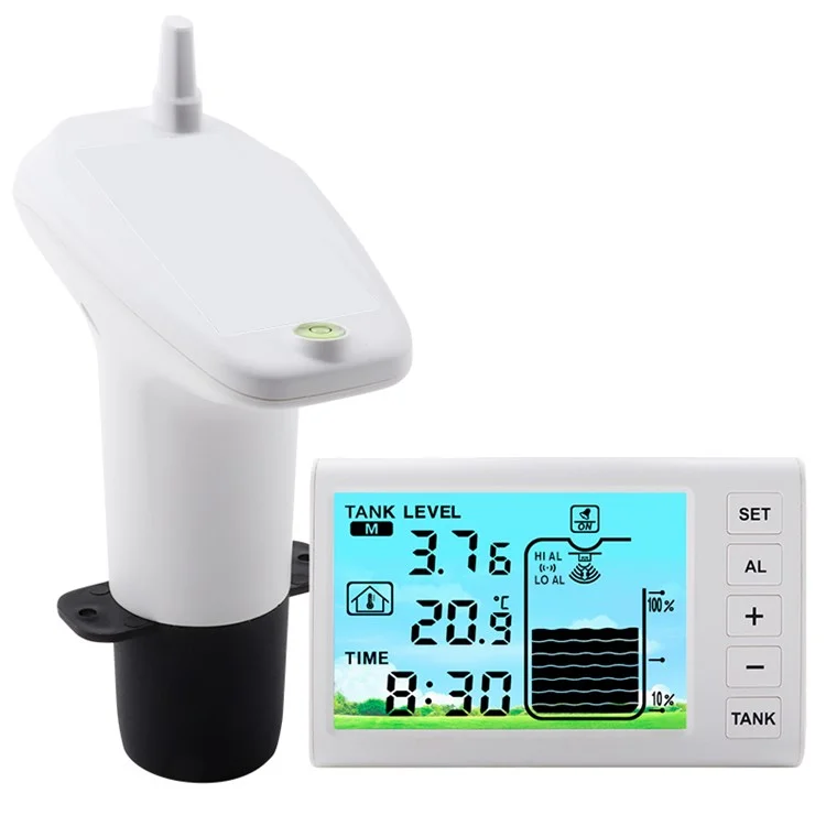 TS-FT005 Medidor de Nivel de Tanque de Agua Ultrasónico con Pantalla Digital de 4,3 Pulgadas, Alarma de Nivel Alto y Bajo con Retroiluminación