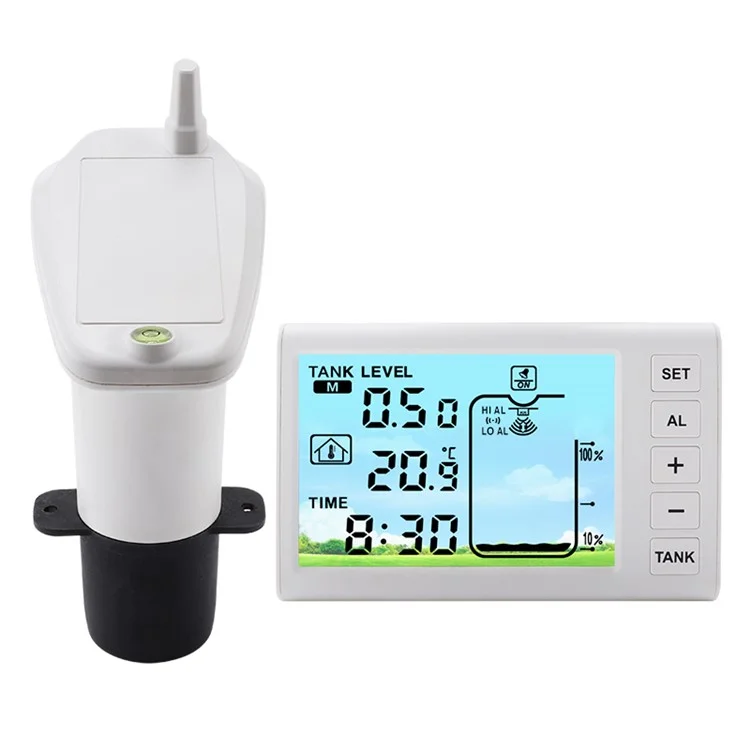 TS-FT005 Medidor de Nivel de Tanque de Agua Ultrasónico con Pantalla Digital de 4,3 Pulgadas, Alarma de Nivel Alto y Bajo con Retroiluminación
