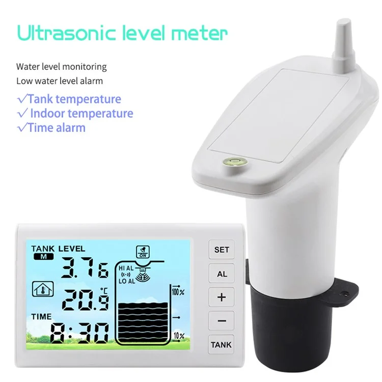 TS-FT005 Medidor de Nivel de Tanque de Agua Ultrasónico con Pantalla Digital de 4,3 Pulgadas, Alarma de Nivel Alto y Bajo con Retroiluminación