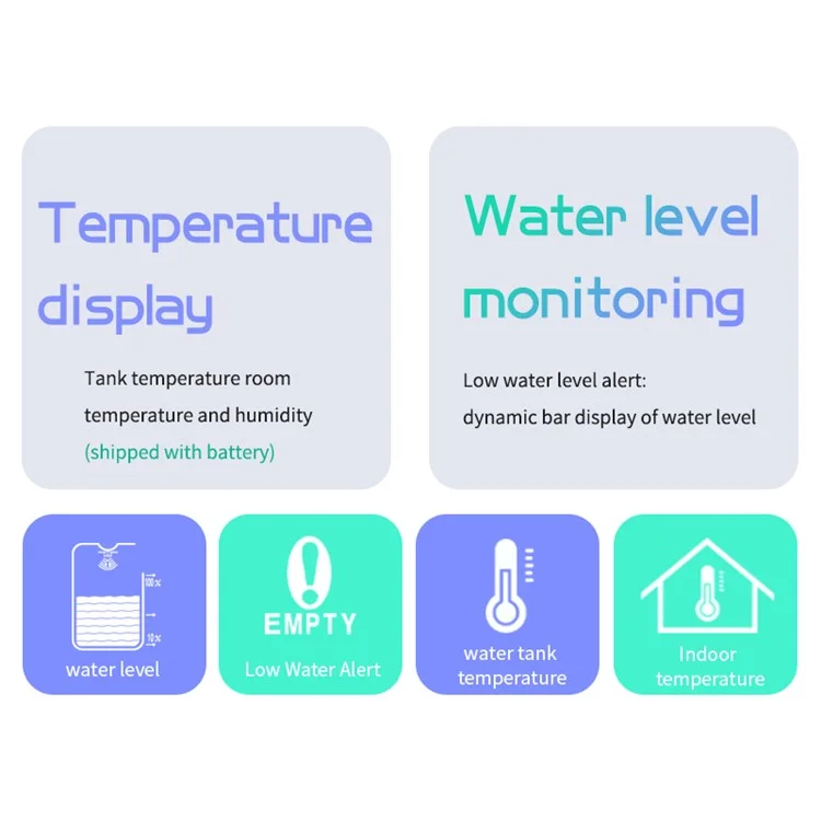 TS-FT005 Medidor de Nivel de Tanque de Agua Ultrasónico con Pantalla Digital de 4,3 Pulgadas, Alarma de Nivel Alto y Bajo con Retroiluminación