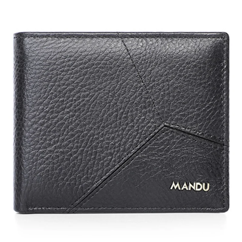 MANDU Men's Wallet Stylish Splicing Short Multi Card Slots Holder RFID Blocking - Black