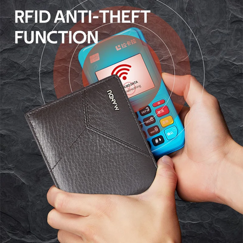 MANDU Men's Wallet Stylish Splicing Short Multi Card Slots Holder RFID Blocking - Black