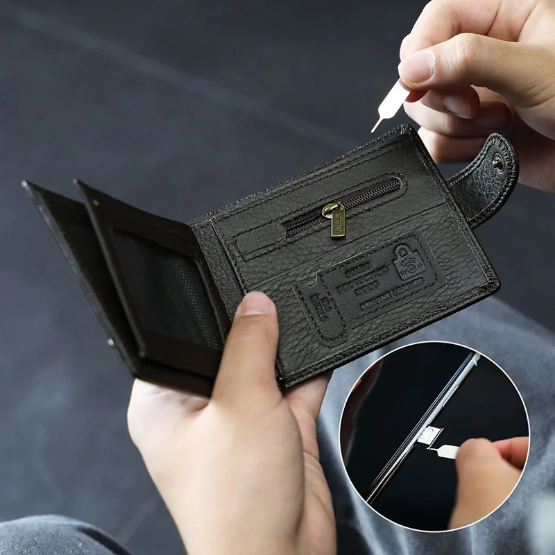 MANDU Men's Wallet Stylish Splicing Short Multi Card Slots Holder RFID Blocking - Black