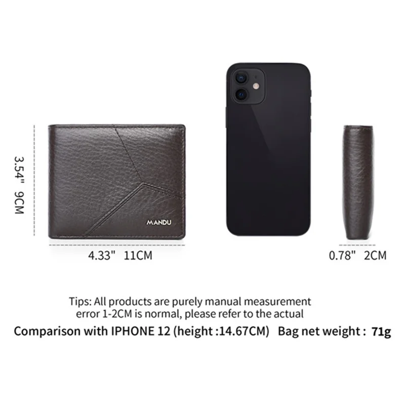 MANDU Men's Wallet Stylish Splicing Short Multi Card Slots Holder RFID Blocking - Black