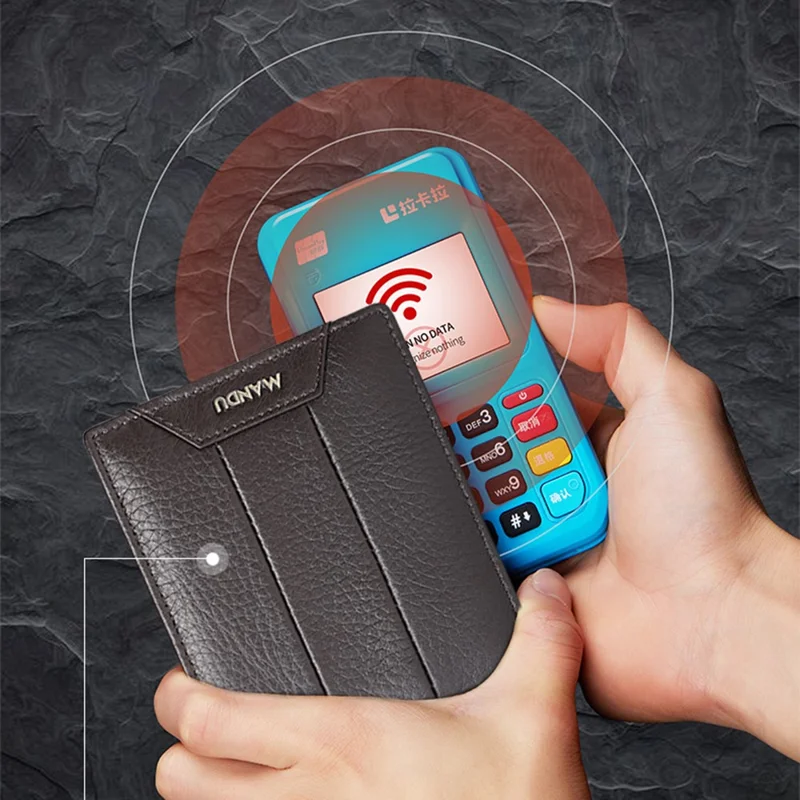 MANDU Mens Wallet Short Bifold RFID Blocking Multi Card Slots Large Capacity Slim Wallet - Brown