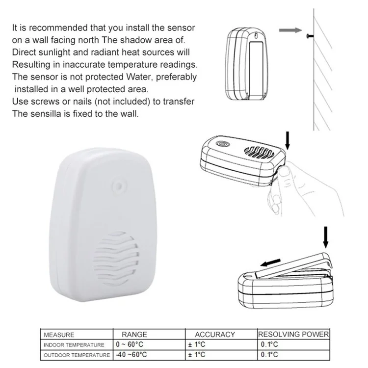 TS-WS-43 Termometro Igrometro Digitale Wireless di Alta Precisione per Interno ed Esterno per Monitoraggio di Temperatura e Umidità