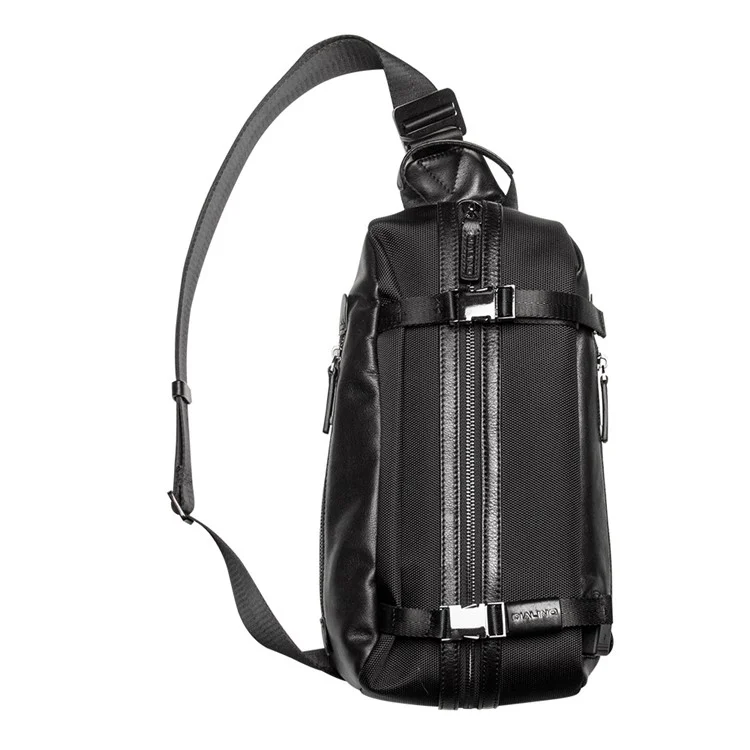 QIALINO Multifunctional Crossbody Bag with USB Port Genuine Cow Leather Chest Pouch Lightweight Casual Waist Bag for Men / Women