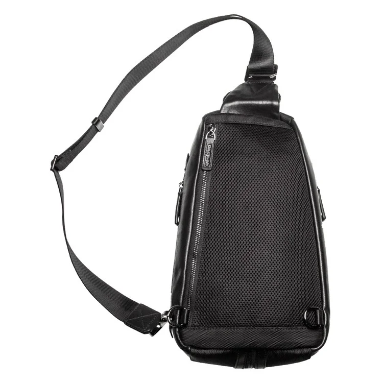 QIALINO Multifunctional Crossbody Bag with USB Port Genuine Cow Leather Chest Pouch Lightweight Casual Waist Bag for Men / Women