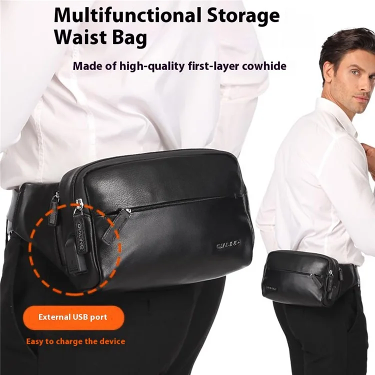 QIALINO Tactical Leather Waist Bag Multi-Functional Outdoor Tool Storage Belt Bag for Men Work