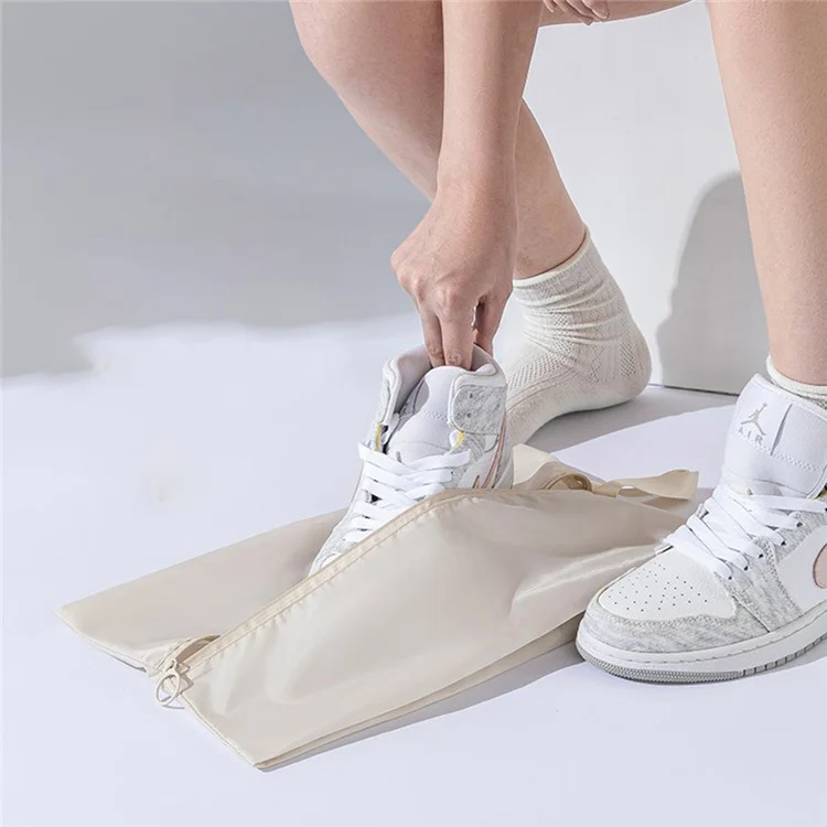 6Pcs / Set Travel Compression Packing Bags Memory Like Fabric Luggage Organizer Clothes Toiletries Storage Bags - Beige