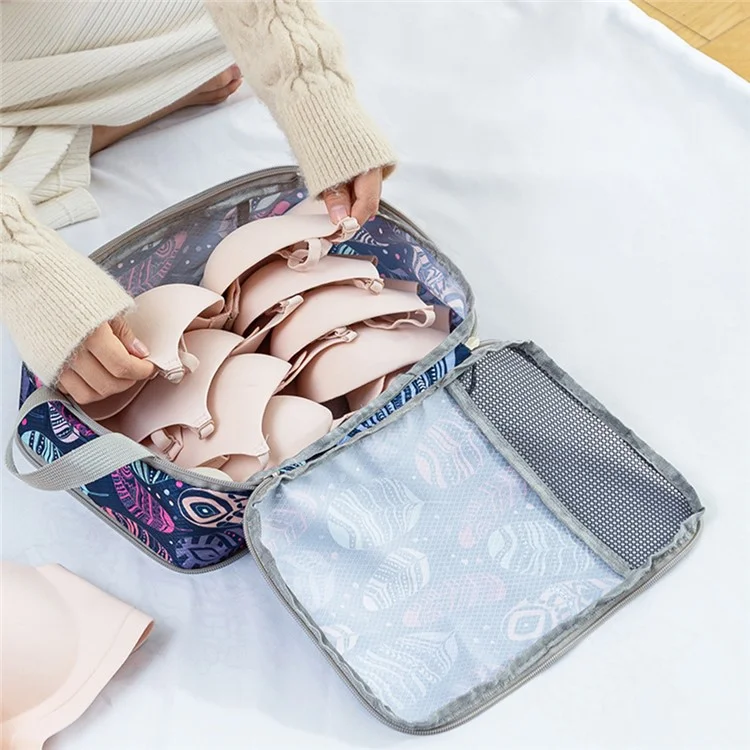 4Pcs Compression Packing Cubes Set Visible Mesh Clothes Storage Travel Luggage Organizer Bags - Feather