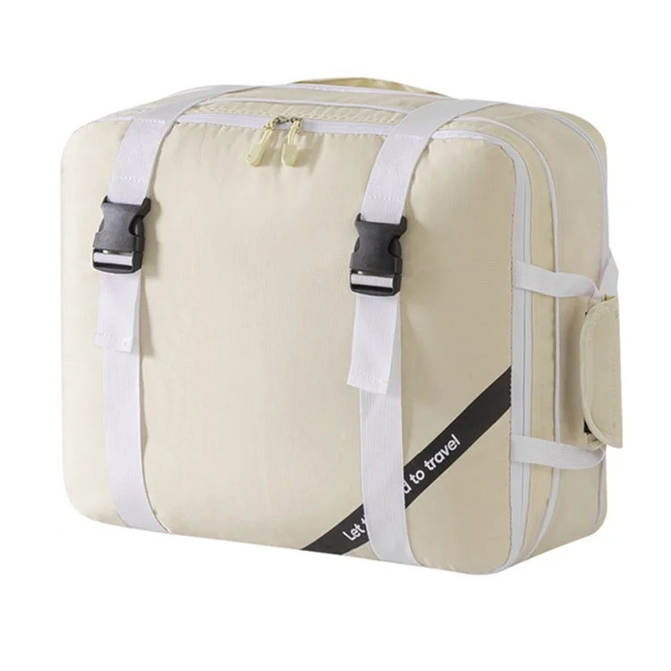 Expandable Compression Pouch for Travel Clothes Down Jacket Waterproof Storage Bag, Size S - Beige