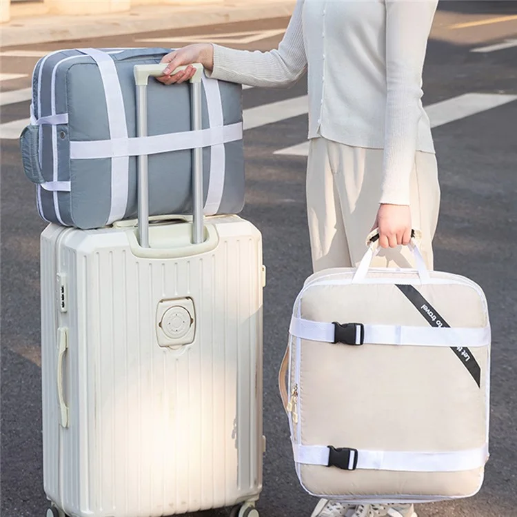 Expandable Compression Pouch for Travel Clothes Down Jacket Waterproof Storage Bag, Size S - Beige