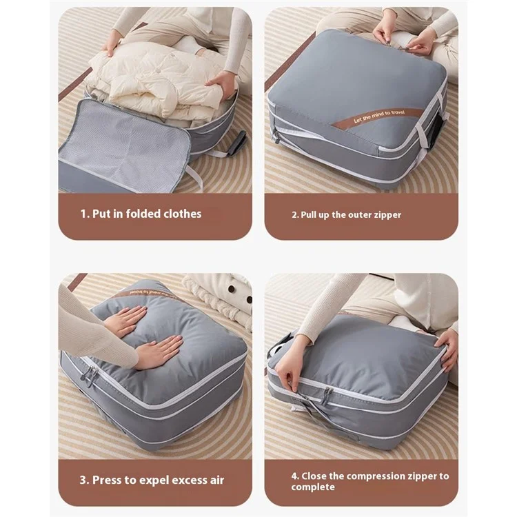 Expandable Compression Pouch for Travel Clothes Down Jacket Waterproof Storage Bag, Size L - Grey