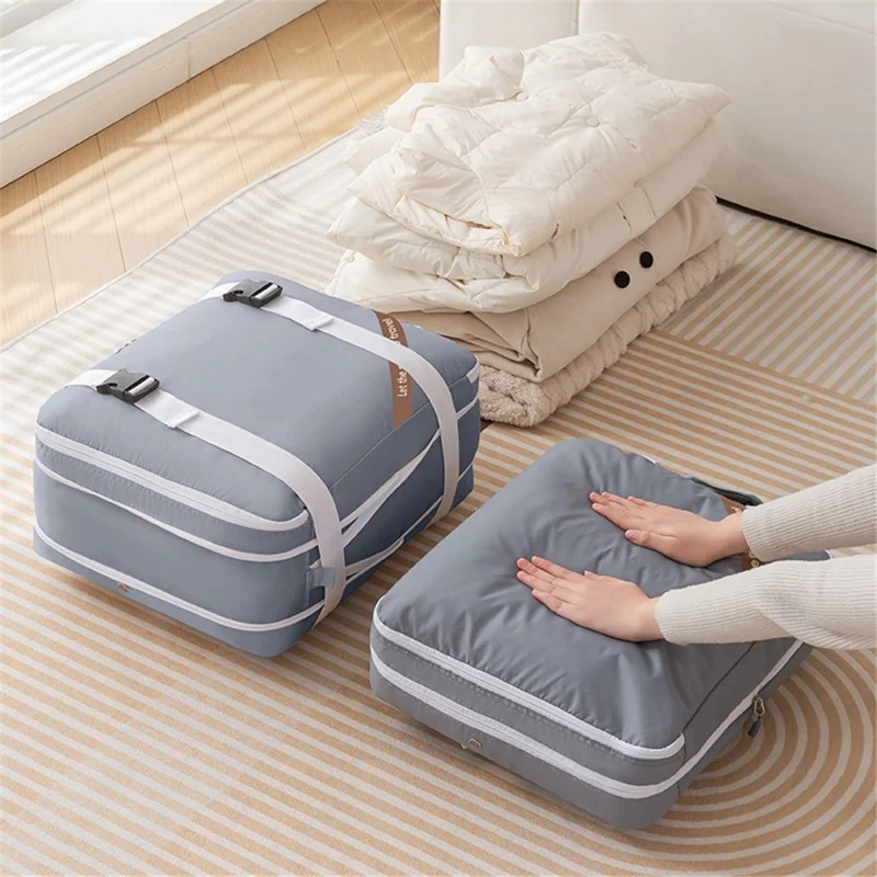 Expandable Compression Pouch for Travel Clothes Down Jacket Waterproof Storage Bag, Size L - Black