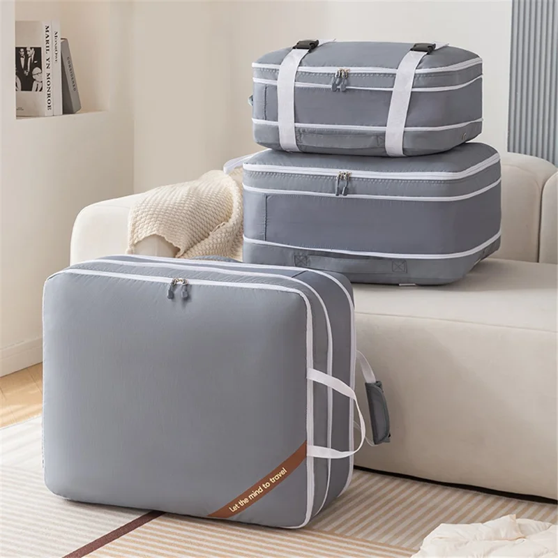 Expandable Compression Pouch for Travel Clothes Down Jacket Waterproof Storage Bag, Size L - Black