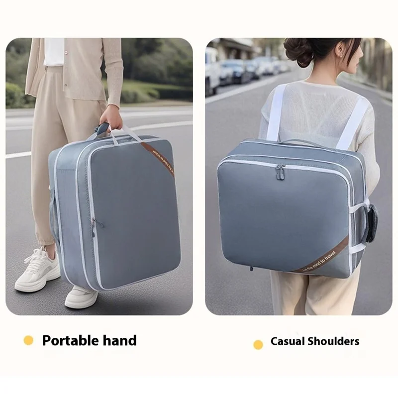 Expandable Compression Pouch for Travel Clothes Down Jacket Waterproof Storage Bag, Size L - Black