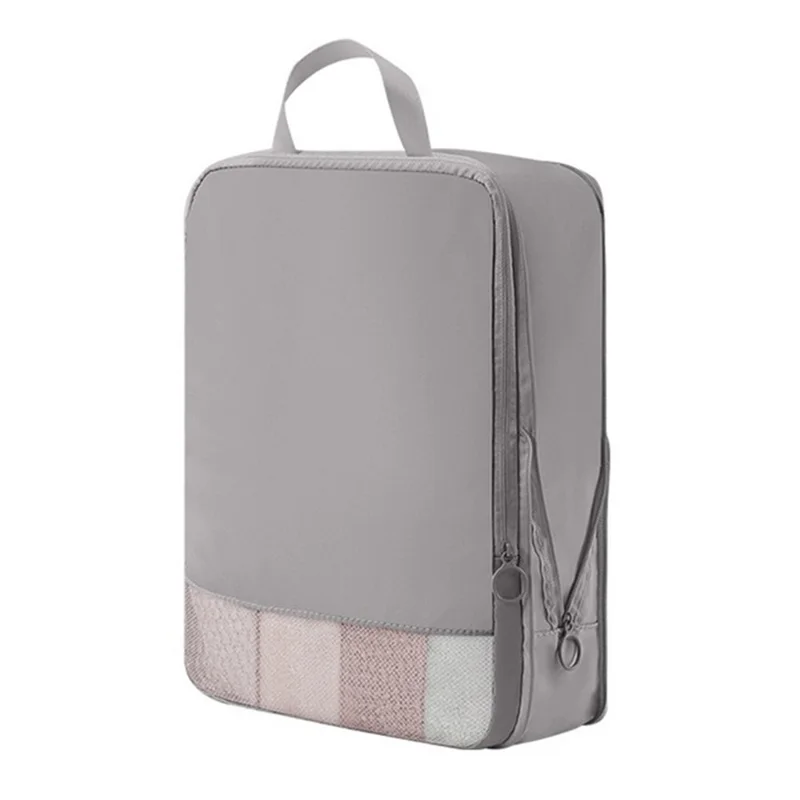 Travel Compression Packing Cube See Through Mesh Clothes Organizer Bag for Business Trip, Size M - Grey