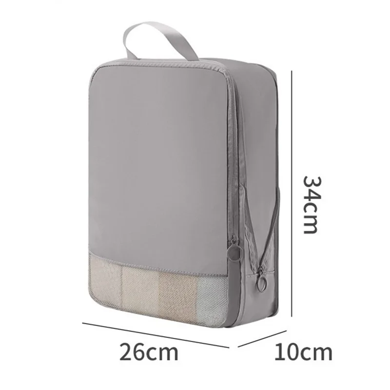 Travel Compression Packing Cube See Through Mesh Clothes Organizer Bag for Business Trip, Size M - Grey