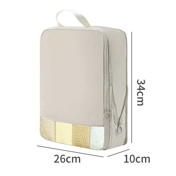 Travel Compression Packing Cube See Through Mesh Clothes Organizer Bag for Business Trip, Size M - Beige