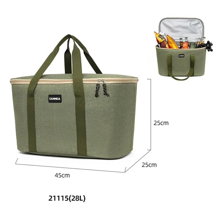 SANNE 21115 28L Outdoor Picnic Bag Oxford Fabric Work Lunch Bag Insulated Cooler Tote Bags for Camping