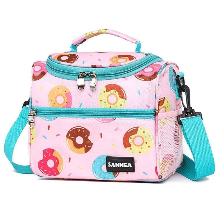 SANNE 23111 5L Insulated Lunch Bag Portable Cooler Tote Thermal Food Container for Students  /  Children - Pink Doughnut
