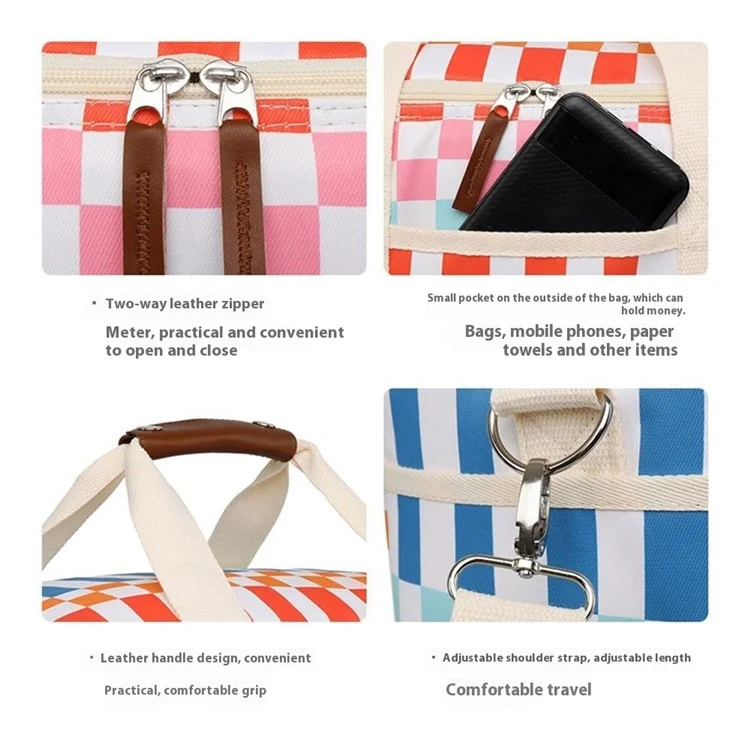 SANNE 23021 29L Oxford Fabric Cooler Bag Beach Print Handheld Outdoor Insulated Lunch Bag - Coconut Tree
