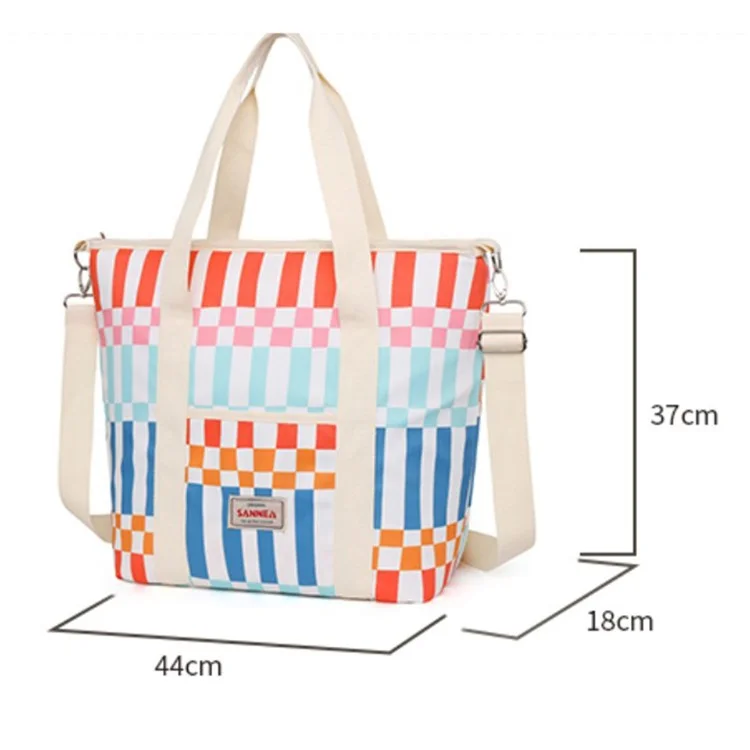 SANNE 23021 29L Oxford Fabric Cooler Bag Beach Print Handheld Outdoor Insulated Lunch Bag - Coconut Tree