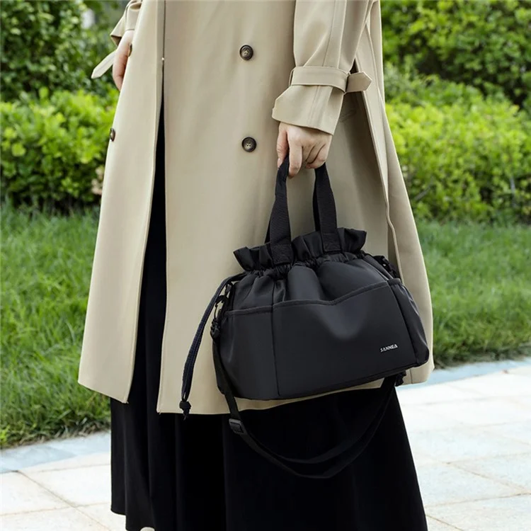 SANNE 23152 Borsa termica per il pranzo in nylon da 11 L, Borsa a tracolla isolata per il lavoro e i viaggi, Leggera e portatile, Borsa con più scomparti - Nero