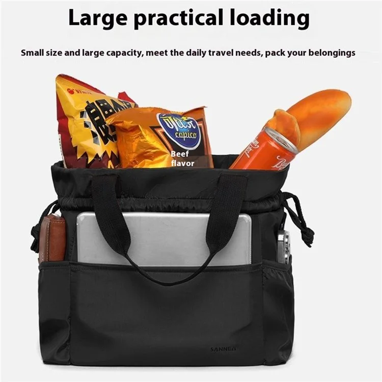 SANNE 23152 Borsa termica per il pranzo in nylon da 11 L, Borsa a tracolla isolata per il lavoro e i viaggi, Leggera e portatile, Borsa con più scomparti - Nero