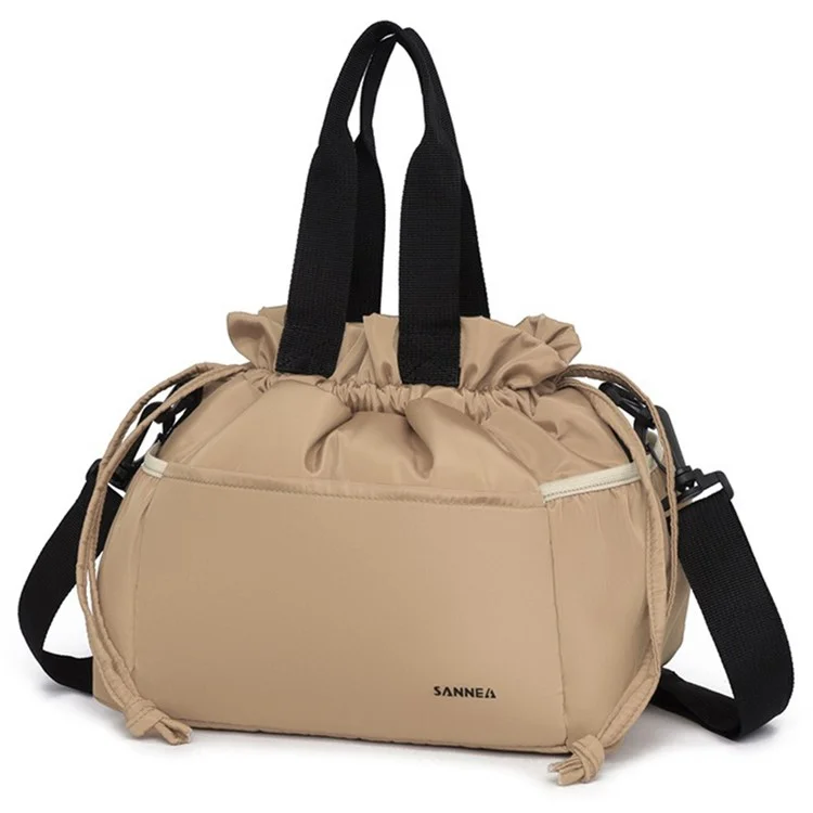 SANNE 23152 11L Nylon Lunch Bag Insulated Tote for Work Travel Lightweight Portable Multi-Layer Storage Bag - Light Brown