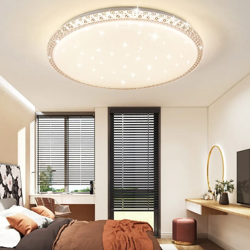 Single Layer 60cm Round 48W Stepless Dimming Starry Sky LED Ceiling Light Modern Luxury Living Room Lamp